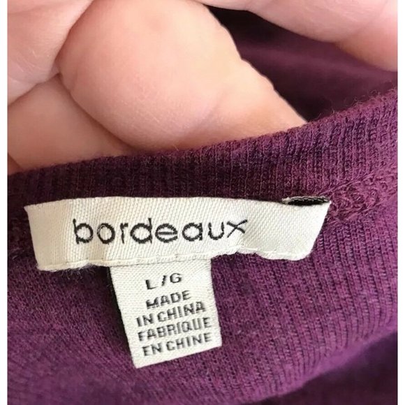 Anthropologie Bordeaux Thin Ribbed Boatneck top L - Picture 7 of 9